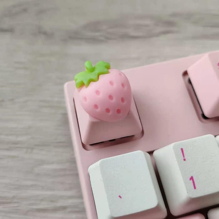 Elacgap Personalized Cute Pink Keycap Handmade OEM Profile DIY Custom Keycap for Mechanical Keyboard MX Switch (Strawberry) - Image 4